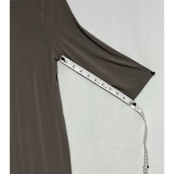 Eileen Fisher Jersey Dress Viscose 3/4 Sleeve Stretch Solid Gray Knee Length PM - Picture 7 of 9